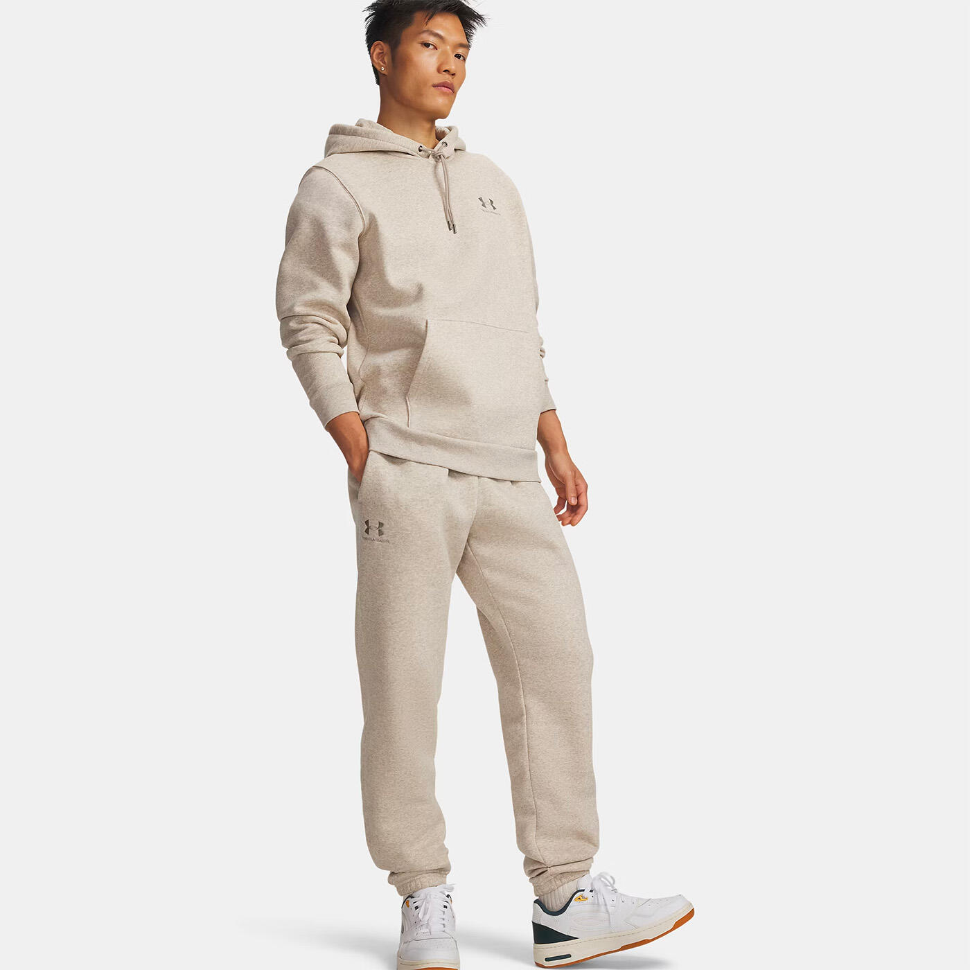 Ua Icon Fleece Licht Gemêleerde Taupe Joggers Voor Heren 6/7