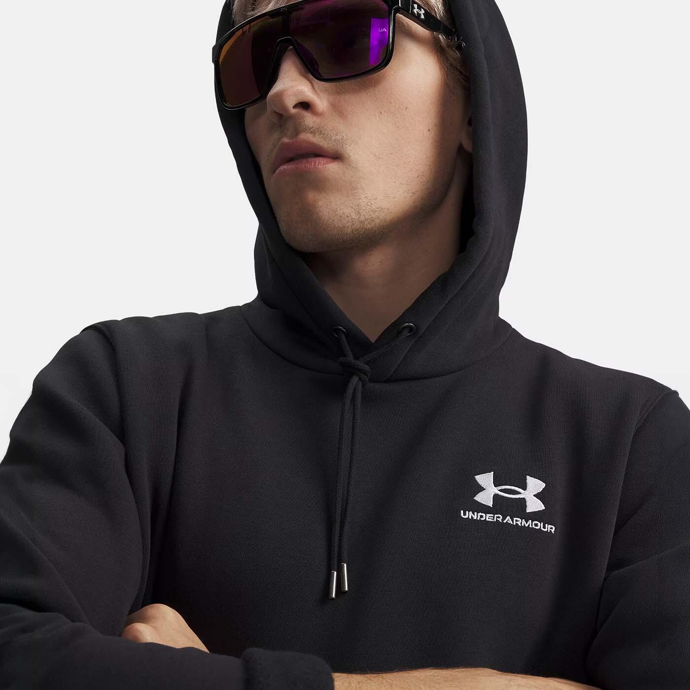 Felpa con cappuccio UA Icon Fleece nera da uomo 5/6