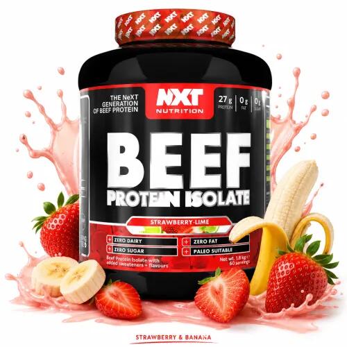 NXT Nutrition Beef Protein Isolate 1800g strawberry & banana