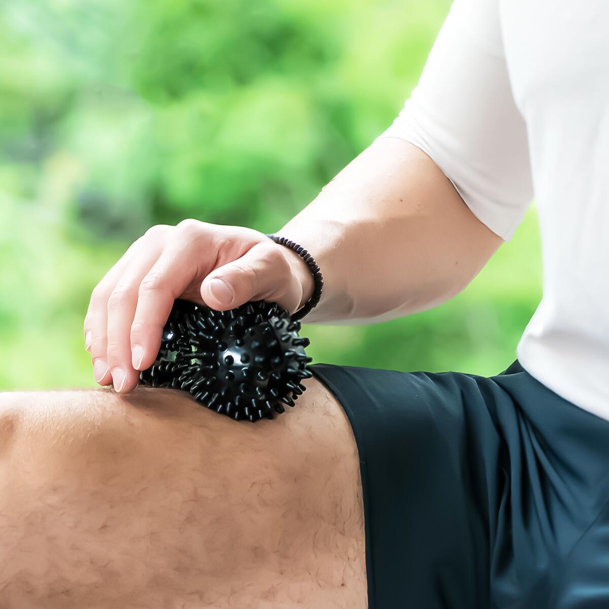 Podwójna piłeczka duoball do masażu ciała z wypustkami sensorycznymi DrFit 7/7