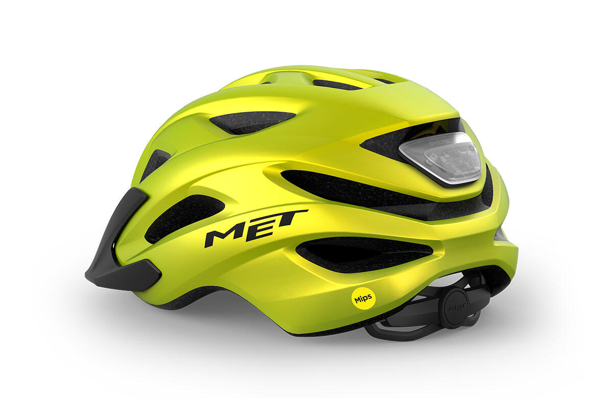 Casque MET Crossover Mips Lime Jaune Metallic Mat 3/4