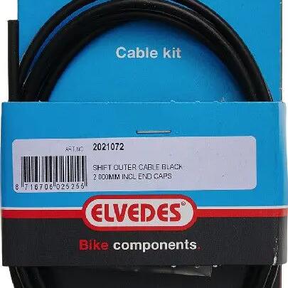 Kit Elvedes Gear Outer Cable Black 2000 mm + 2 End Caps