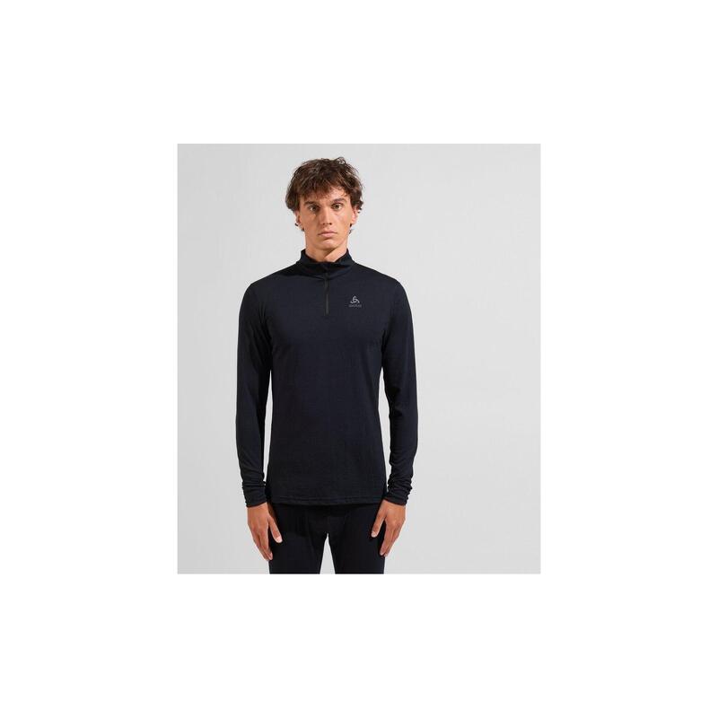ODLO Baselayer Top Lange Mouwen Halve Rits Merino 2 Thermoshirt ZWART S