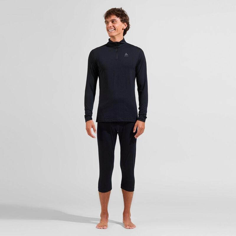 ODLO Baselayer Top Lange Mouwen Halve Rits Merino 2 Thermoshirt ZWART S