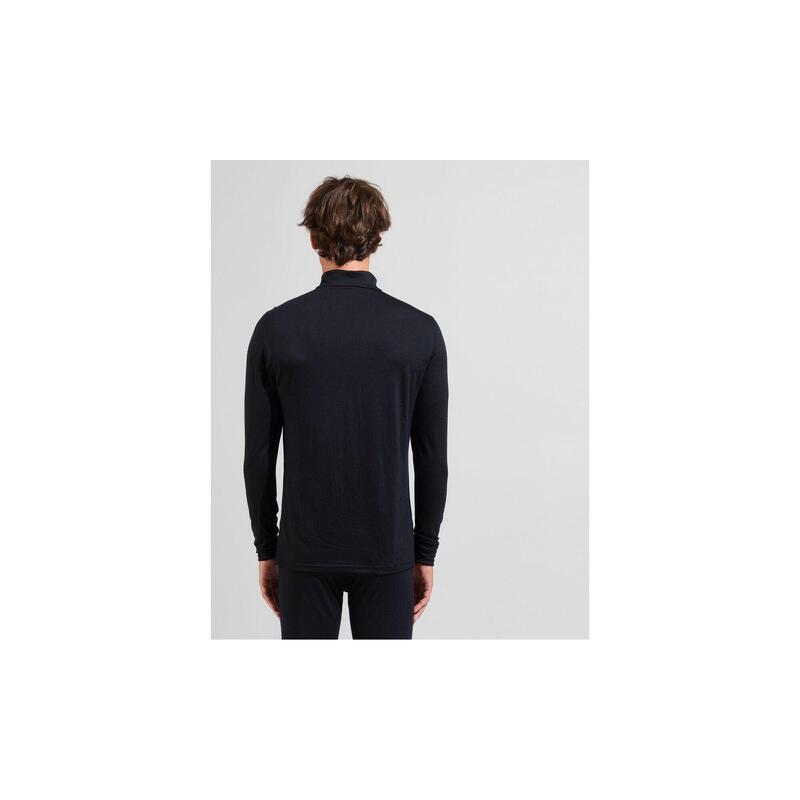 ODLO Baselayer Top Lange Mouwen Halve Rits Merino 2 Thermoshirt ZWART S
