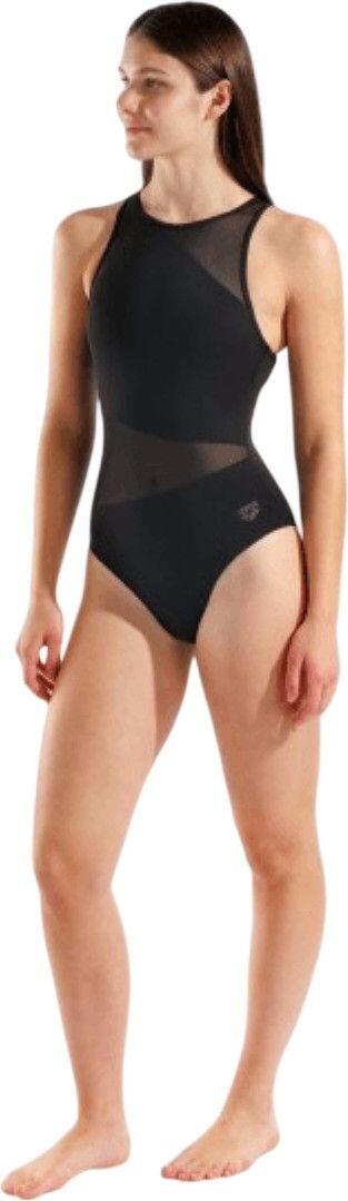 Arena Mesh Angle zwempak voor dames, zwart 5/12