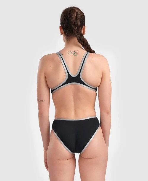 Traje de baño Arena One Big Logo Mujer Negro Plata 2/7