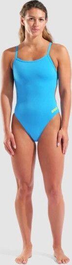 Bañador de una pieza para mujer con espalda descubierta Challenge Back azul ciel 3/8
