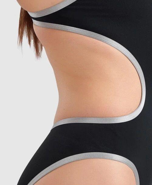Traje de baño Arena One Big Logo Mujer Negro Plata 4/7