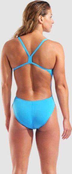 Bañador de una pieza para mujer con espalda descubierta Challenge Back azul ciel 2/8