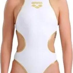 Arena One Big Logo Women's 1-Piece Swimsuit White Gold