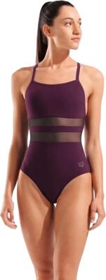 Arena mesh equals zwempak voor dames, zwart