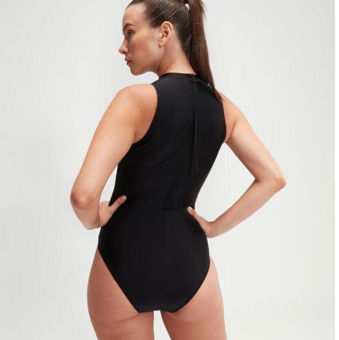Fato de banho de uma peça Speedo Hydrasuit para mulher, preto 3/7