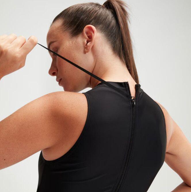 Fato de banho de uma peça Speedo Hydrasuit para mulher, preto 4/7