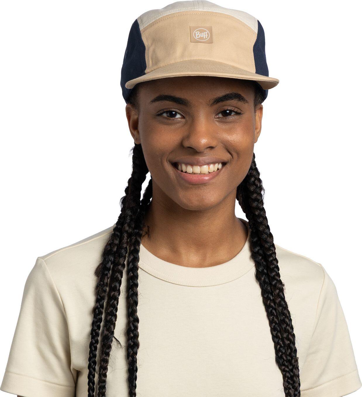 Buff 5-panel pet Venture beige/donkerblauw 3/5