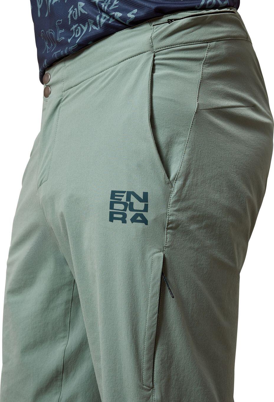 Pantalones cortos de ciclismo de montaña Endura AllTrack Ride Over, color verde, 3/5