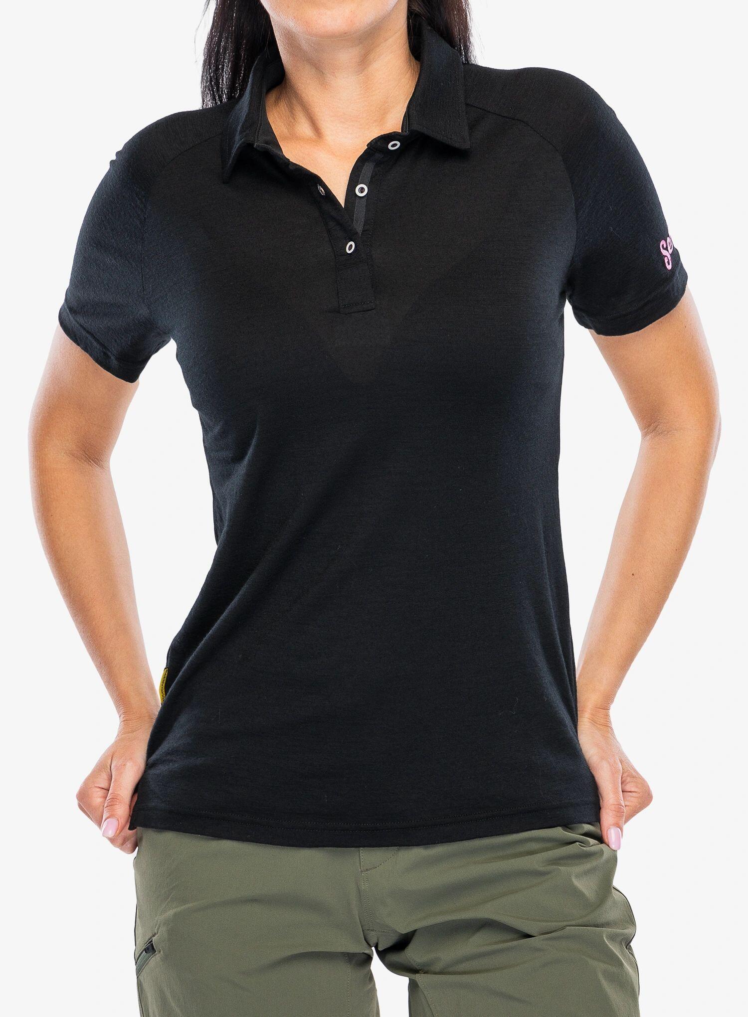 SENSOR Koszulka polo damska MERINO ACTIVE POLO tee ss-S-Czarny 4/6