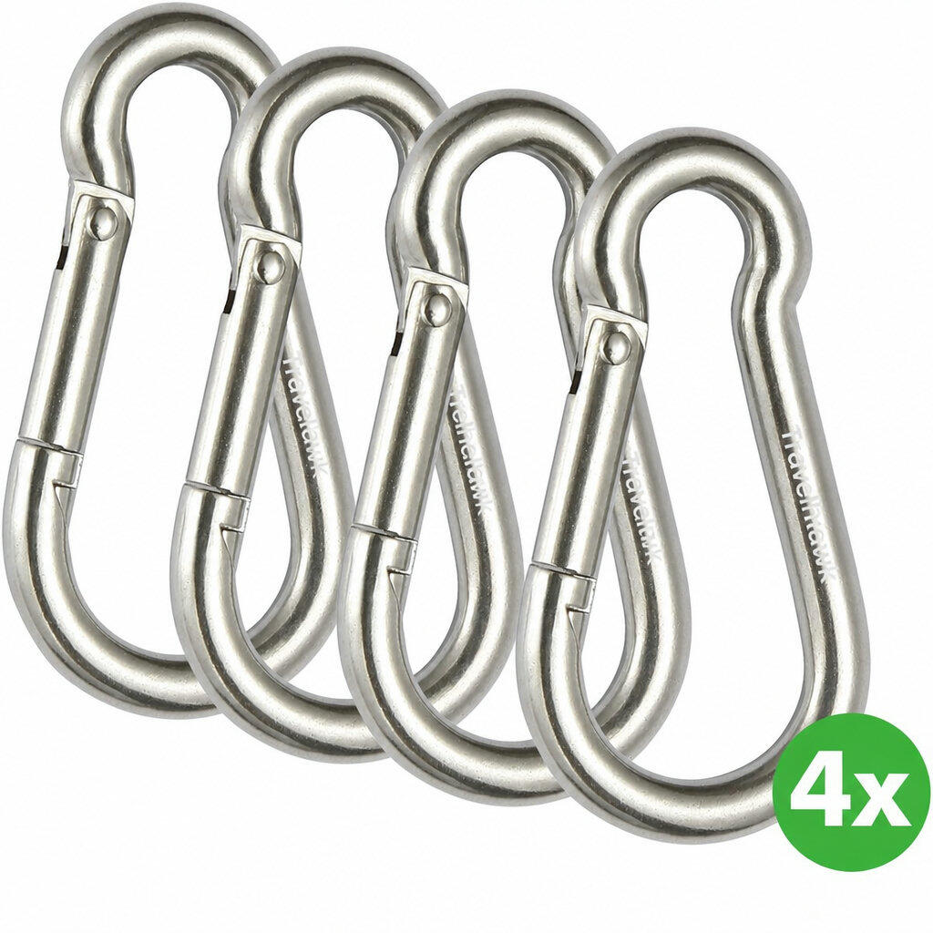 Karabijnhaken Set RVS 4-Stuks Zilver 6/6