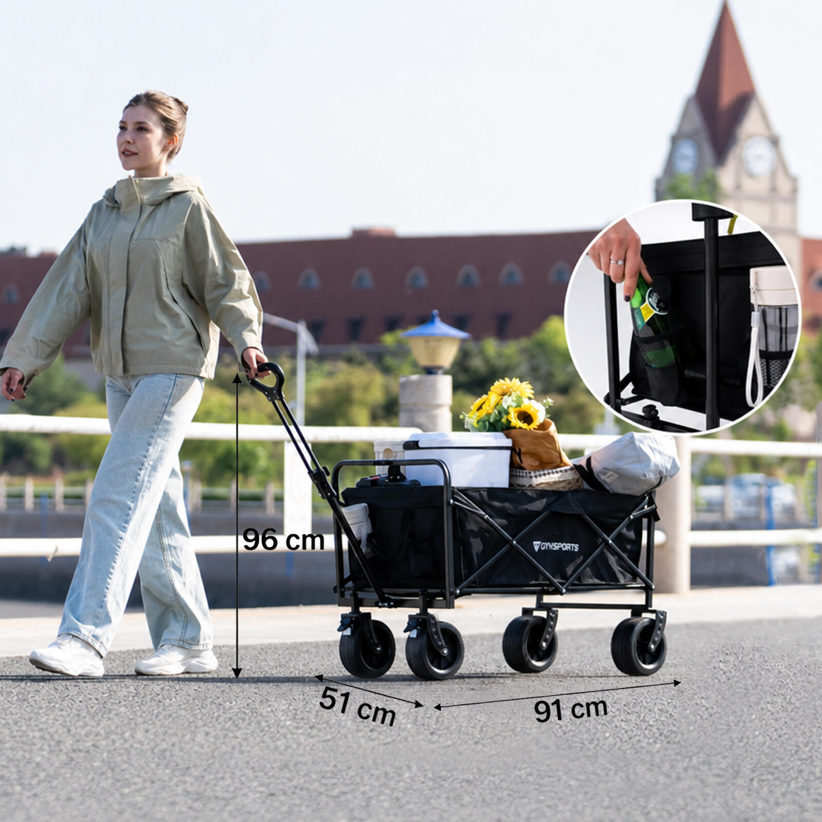 Wózek, składany wózek transportowy, regulowana rączka, do każdego terenu. 3/5
