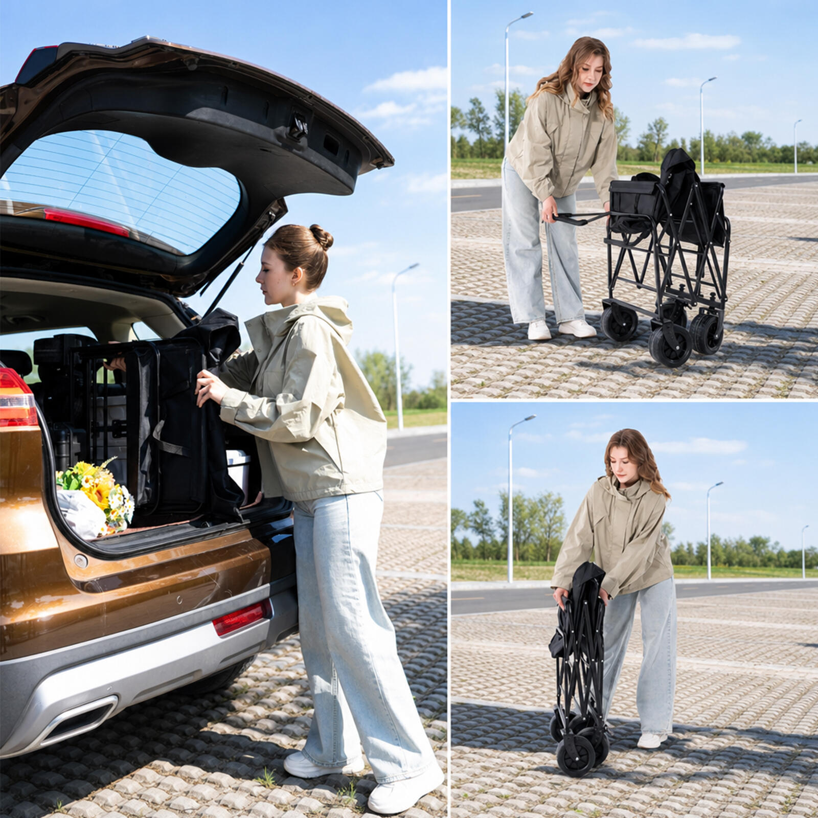 Wózek, składany wózek transportowy, regulowana rączka, do każdego terenu. 4/5