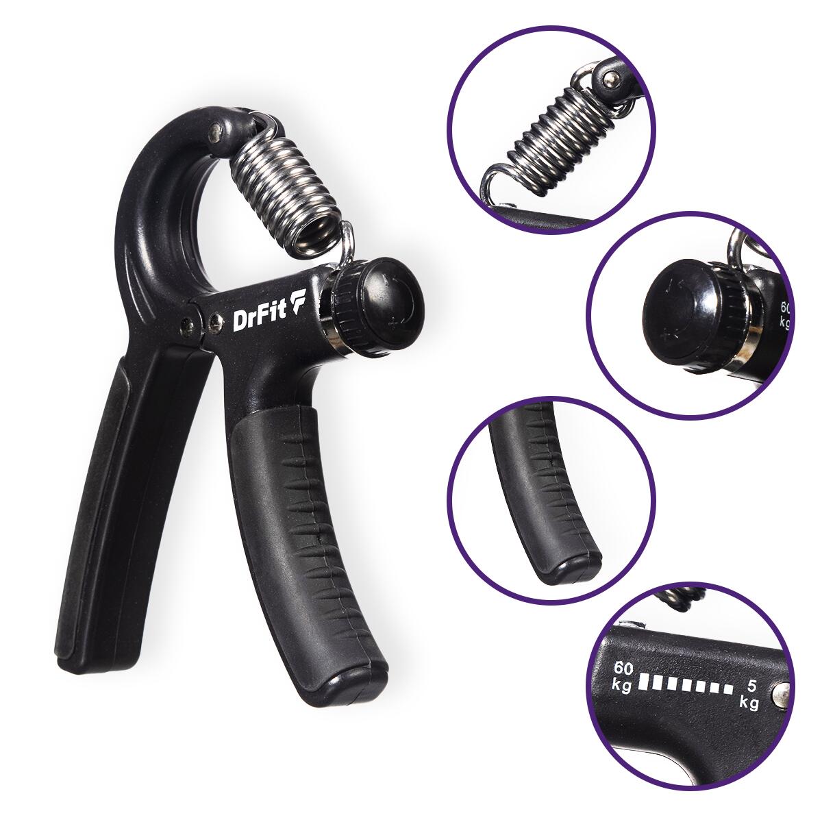 Handgrip ściskacz do dłoni do wzmacniania mięśni przedramienia i chwytu DrFit 2/6