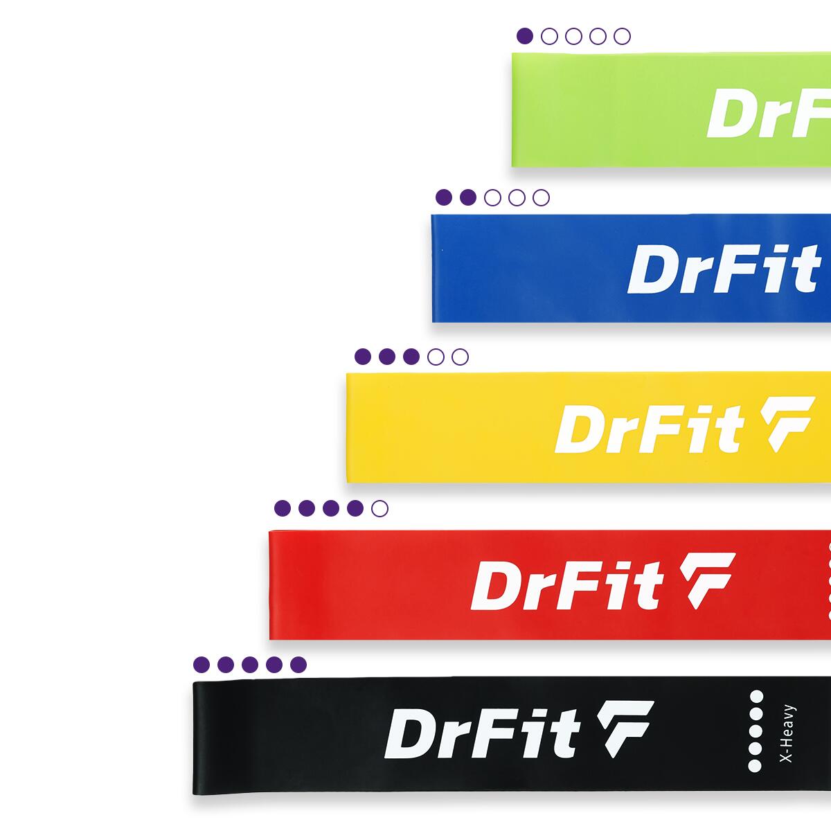 Gumy mini band do ćwiczeń fitness lateksowe 5 szt. DrFit 2/7