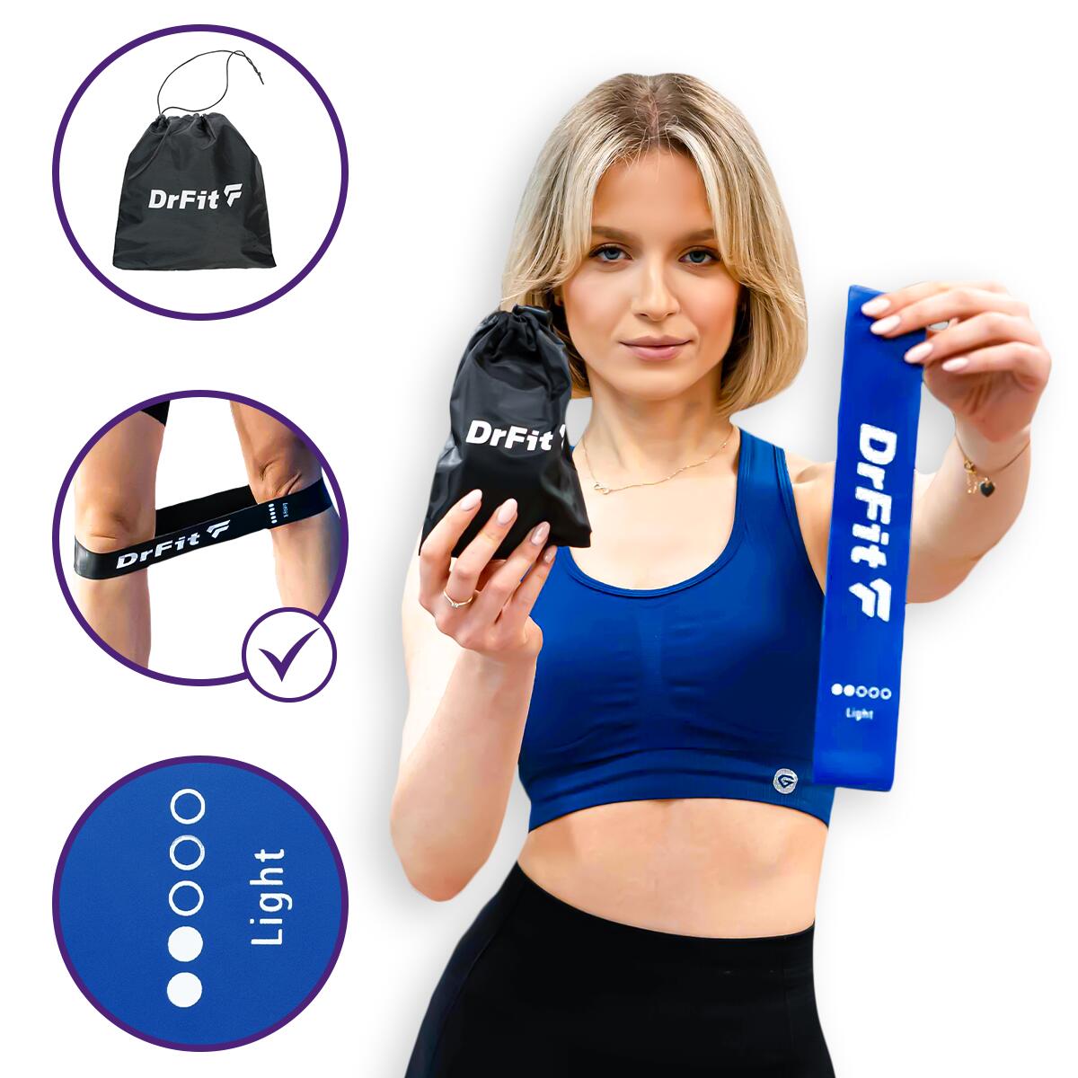 Gumy mini band do ćwiczeń fitness lateksowe 5 szt. DrFit 5/7