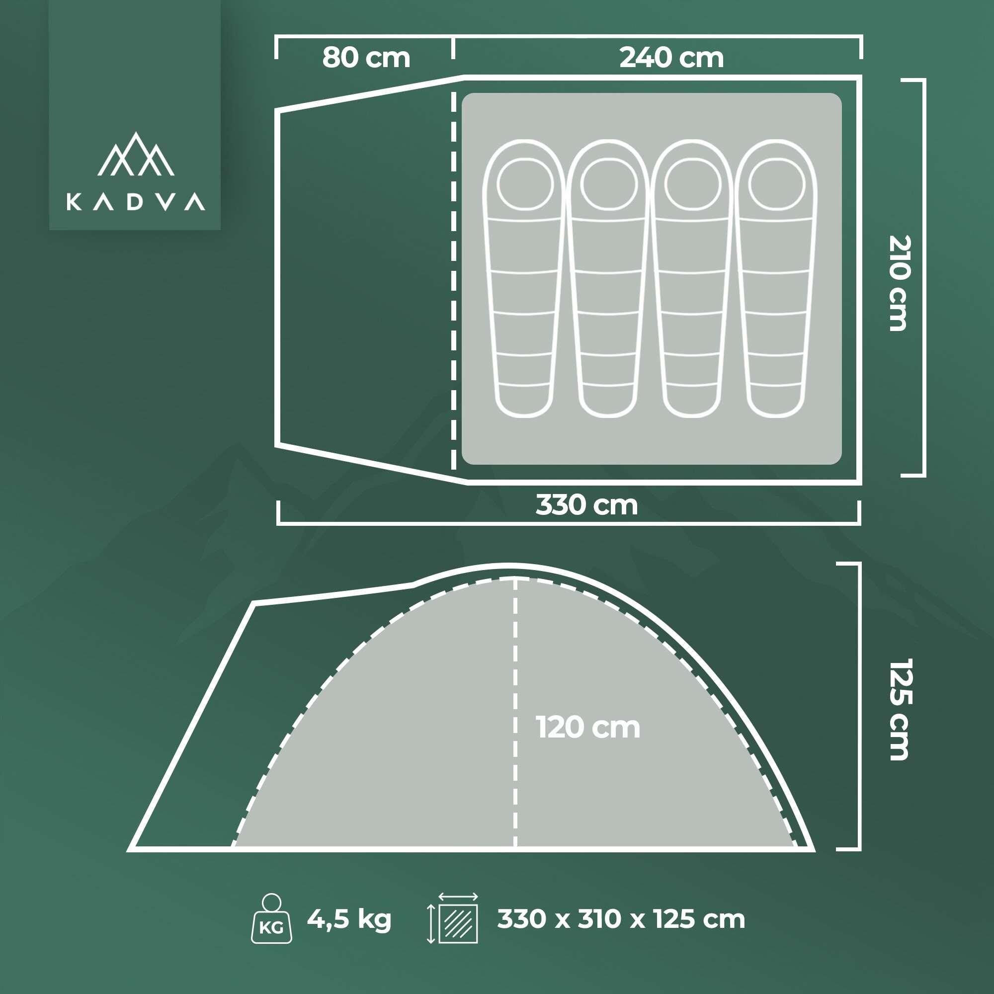 Tenda da campeggio 4 posti KADVA CAMPdome 4 2/7