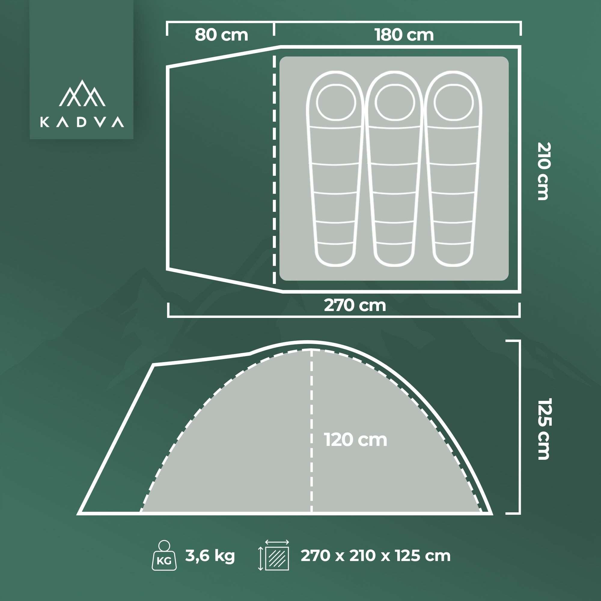 Barraca de campismo para 3 pessoas KADVA CAMPdome 3 2/7