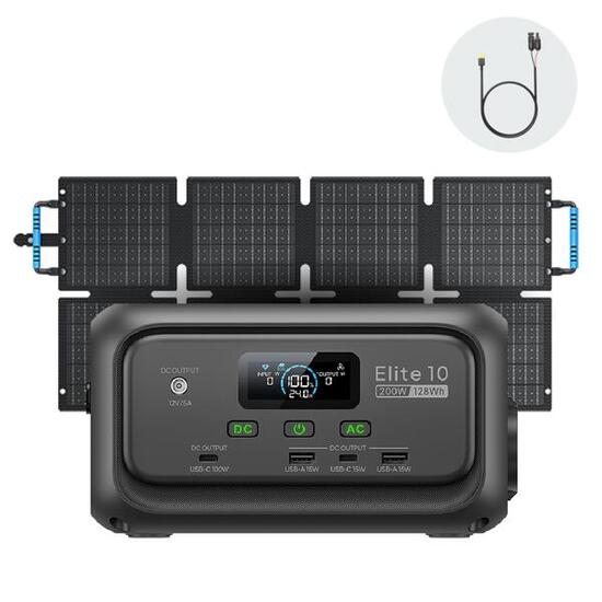 Elite 10+ PV60 station d'énergie portable 128Wh et panneaux solaire pour camping