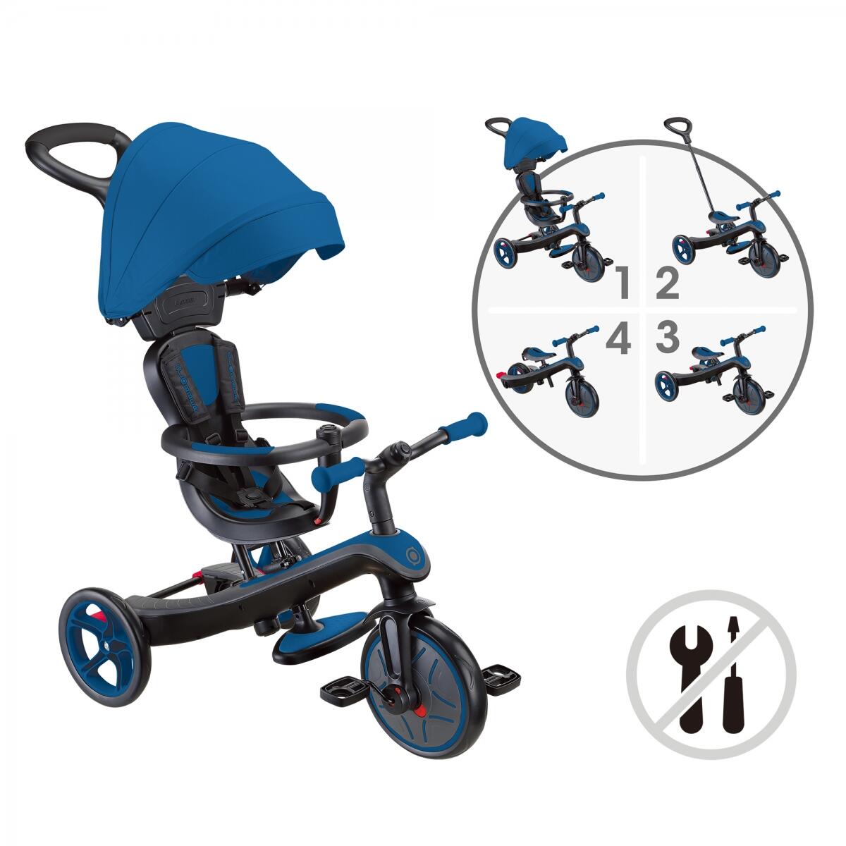 Evolutiedriewieler voor baby EXPLORER 4-in-1 - Marineblauw 2/7