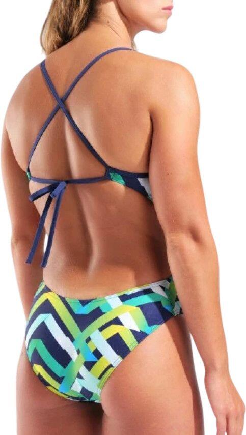 Arena-badpak met veelkleurig patroon/blauw voor dames 4/5