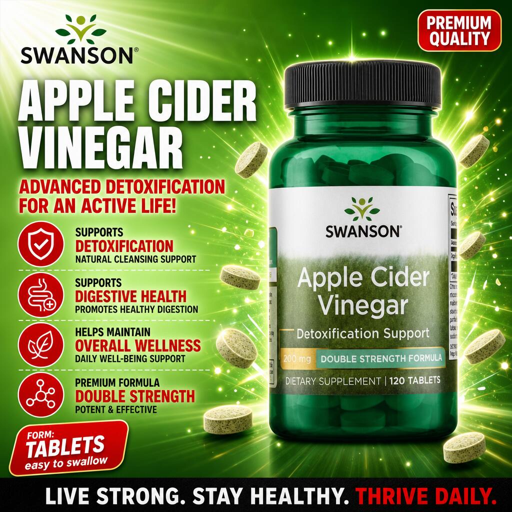Swanson Apple Cider Vinegar 200mg Double-Strength 120 Tabs