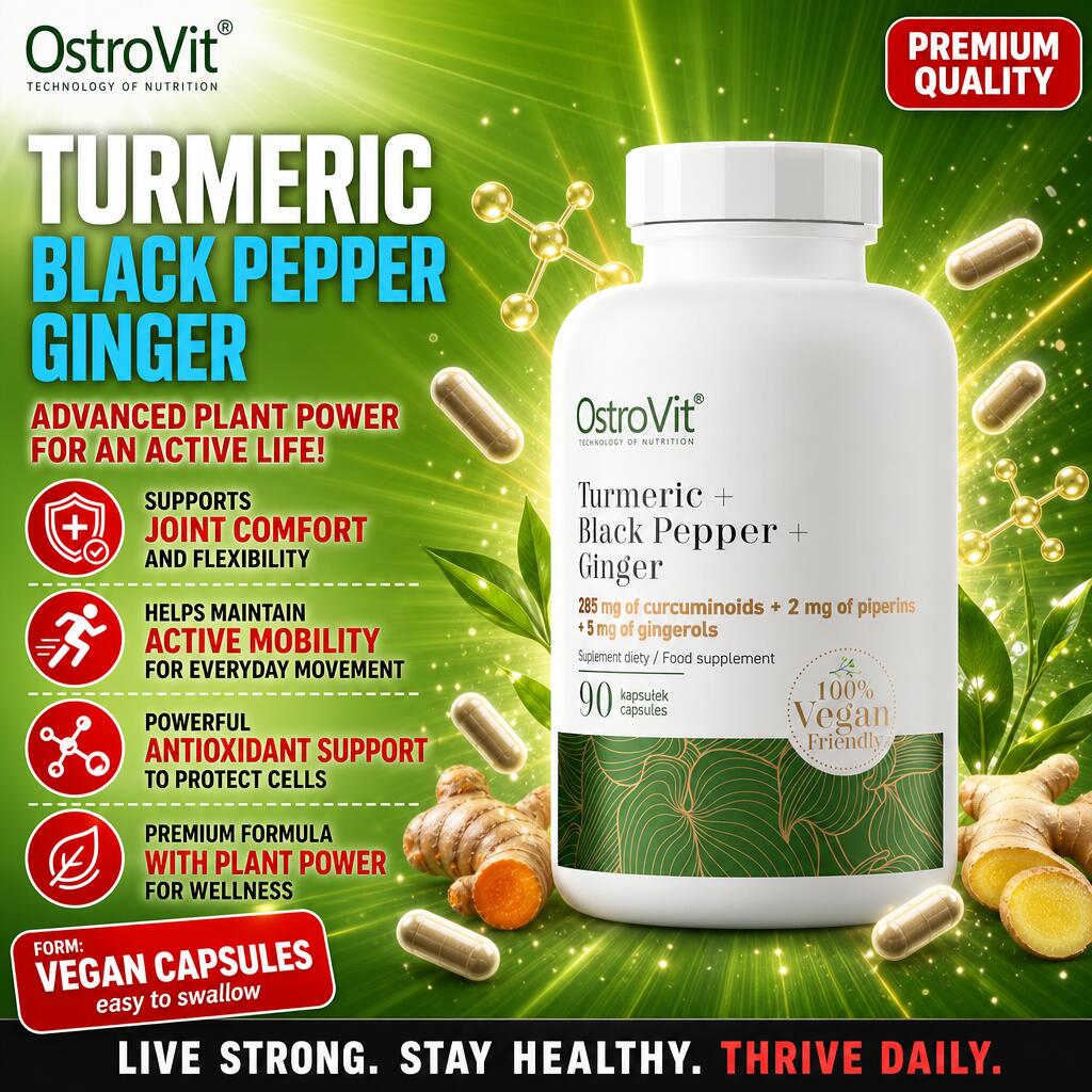 OstroVit Turmeric + Black Pepper + Ginger 90 Vege Caps