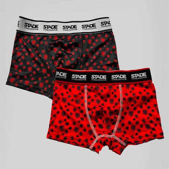 Lot de 2 Boxers pour Enfant Stade Toulousain Rugby Rouge et noir