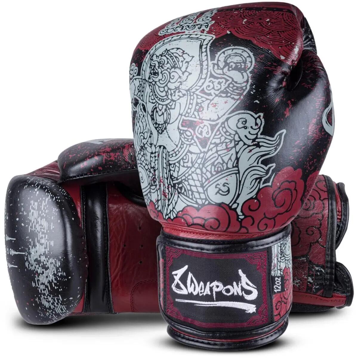 Gants de boxe 8 WEAPONS Hanuman Yant – Noir/Rouge – 12 oz 2/7
