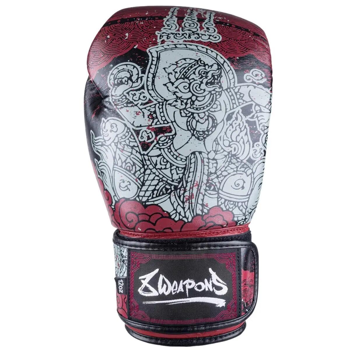 Gants de boxe 8 WEAPONS Hanuman Yant – Noir/Rouge – 12 oz 5/7