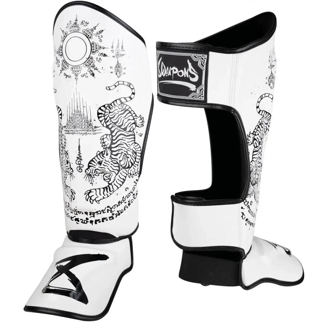8 WEAPONS Shin Guards - Sak Yant Tigers white S