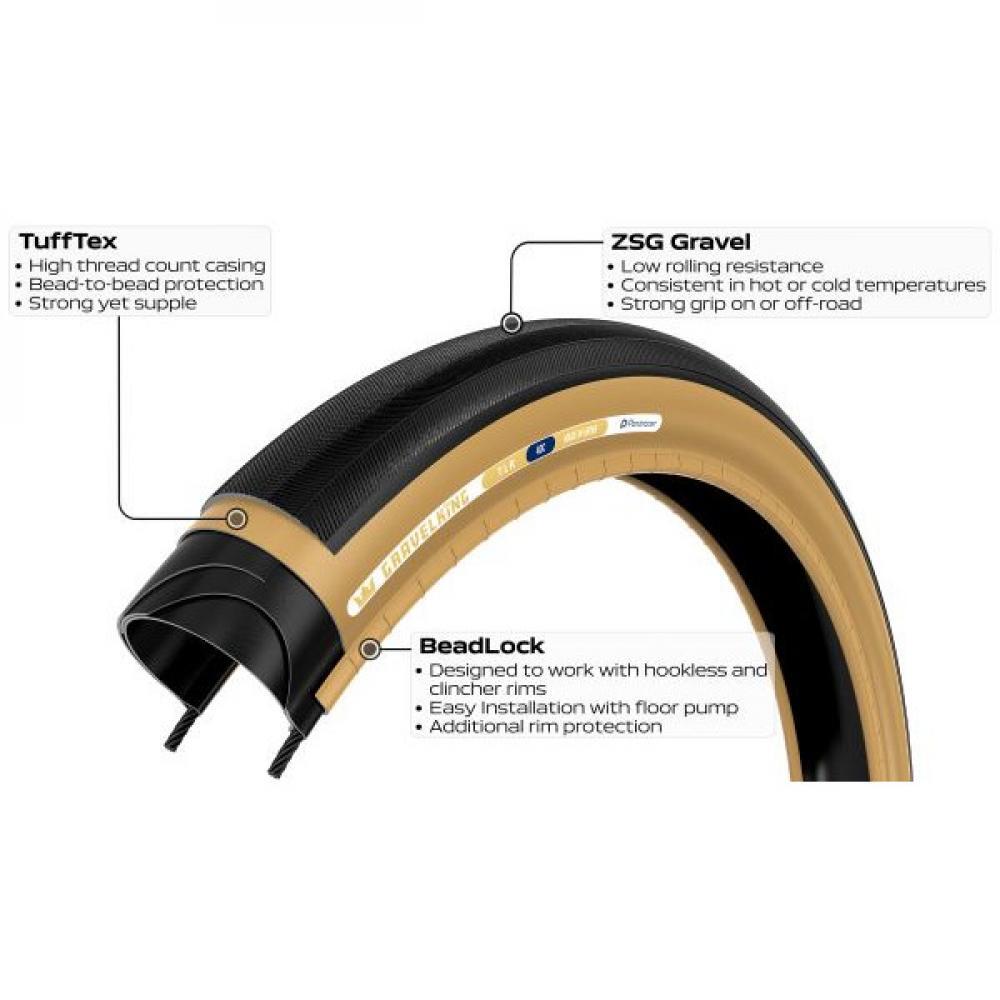 Panaracer GravelKing Slick 28-622 schwarz/braun TLR faltbar, Zero Slip Grip C... 2/3