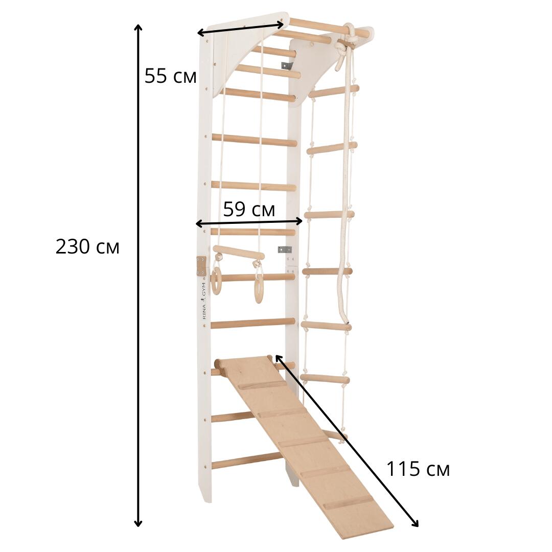 Bílé žebřiny pro děti a dospělé s hrazdou na shyby (SPR C 3 white) 2/6