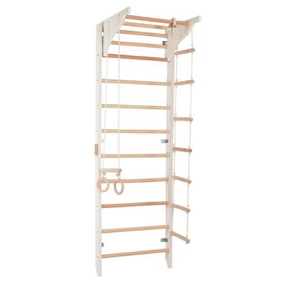 Spalliera svedese in legno 230 cm barra removibile barre per dip – PRO bianca