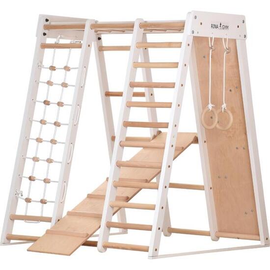 Houten klimrek voor thuis RINAGYM model 3 wit