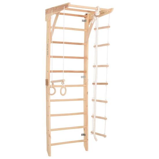 Sprossenwand Holz mit Klimmzugstange & Ringen fürs Kinderzimmer (Kinder 2)