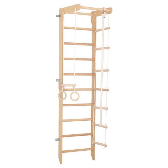 Sprossenwand Holz mit Klimmzugstange & Ringen für Zuhause (SPR B)