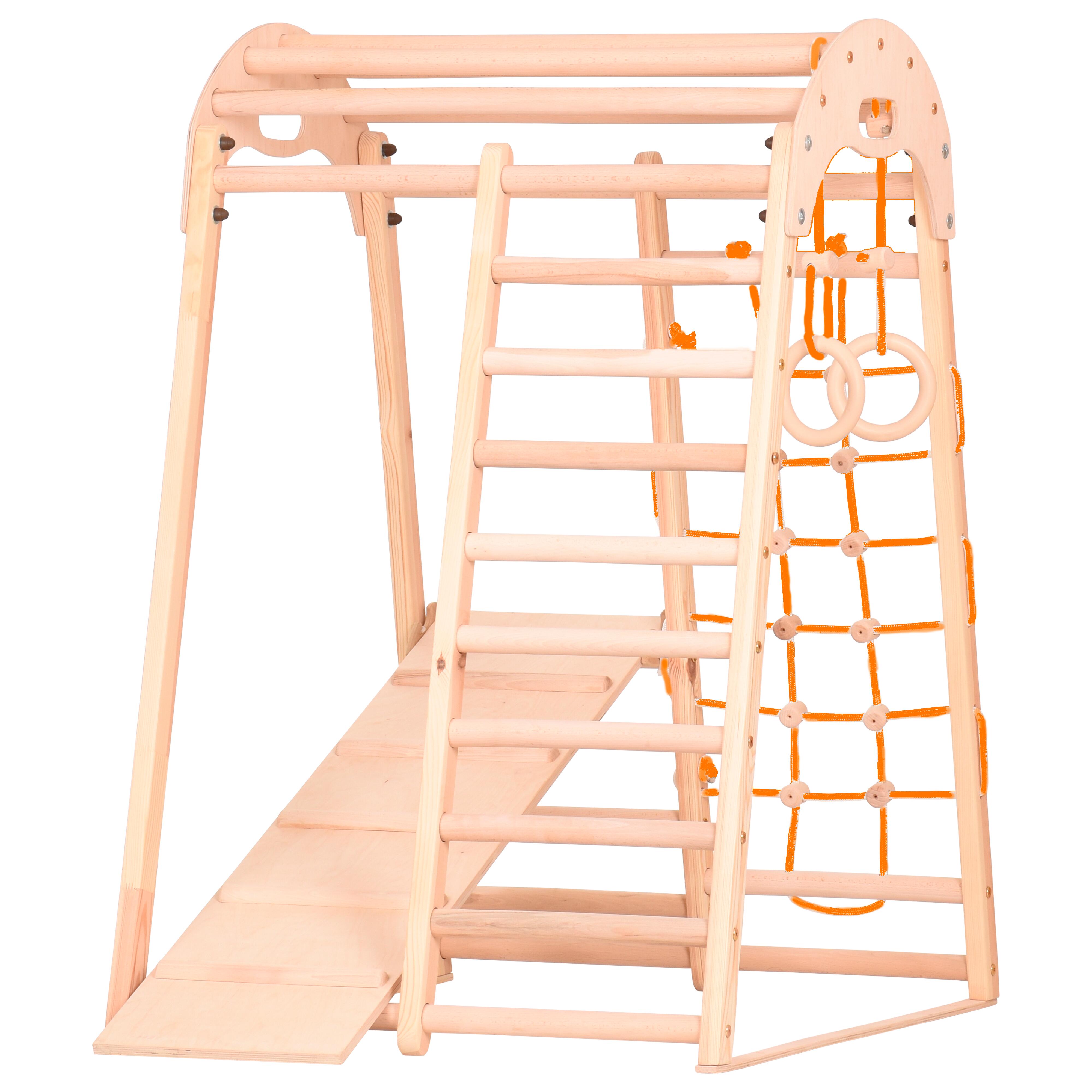 RINAGYM Dřevěné dětské žebřiny – šplhací sestava pro děti (DPG KID-2 nat)