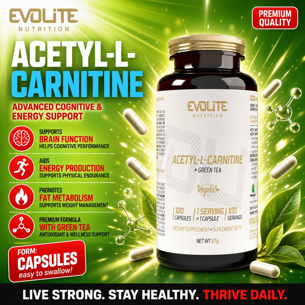 Evolite Acetyl-L-Carnitine + Green Tea 100 Caps