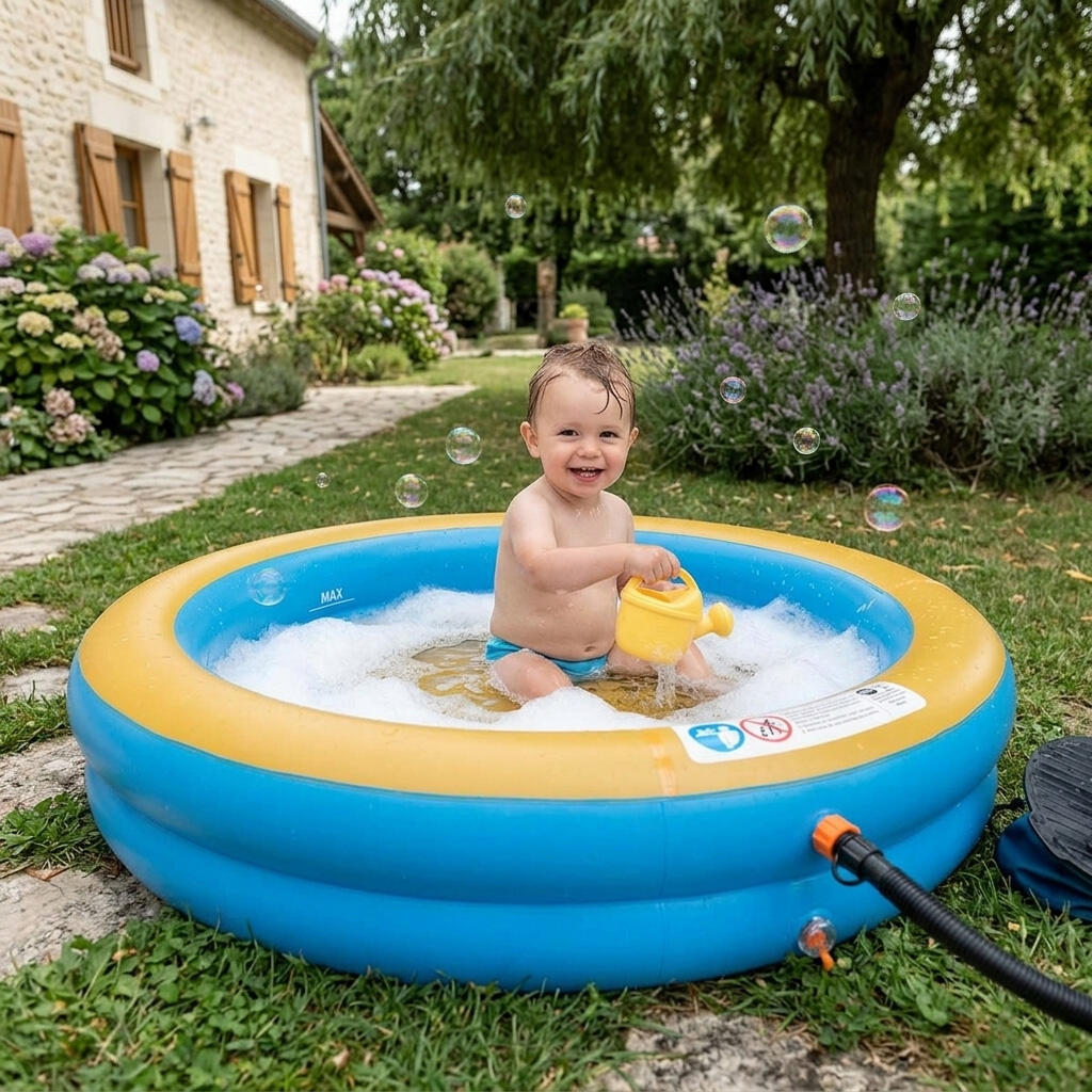 WATERCLIP Piscine gonflable à bulles 100x100x20 cm avec pompe 4/5