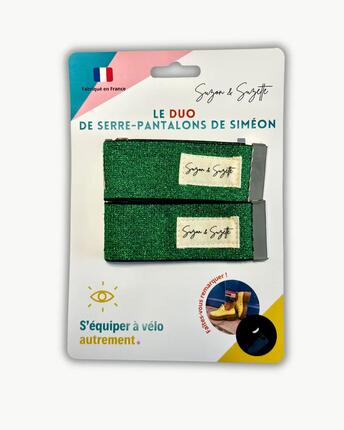 Set mit 2 reflektierenden Fahrradhosenclips, grünes Glitzerset