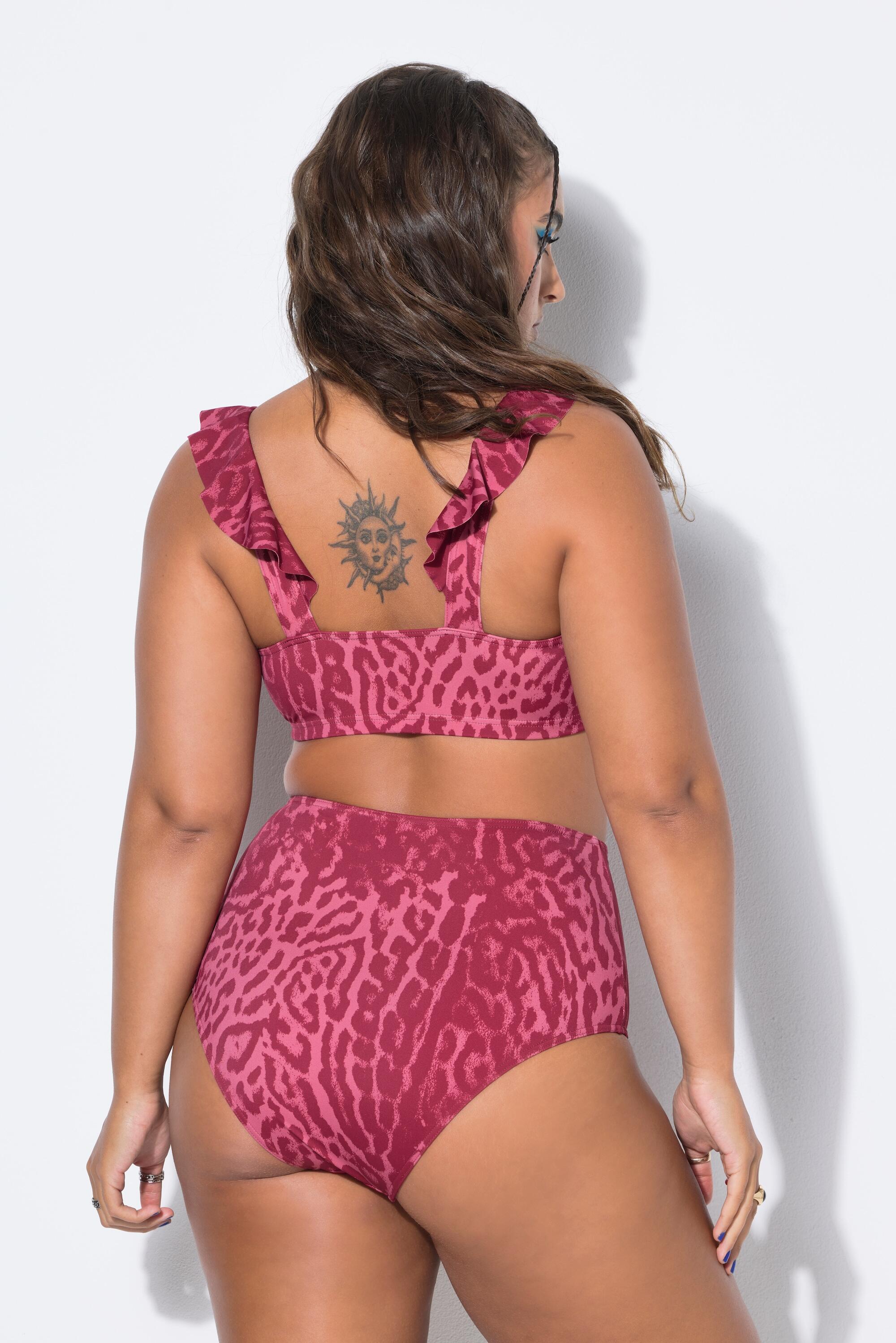 Femme Haut de bikini sculptant bonnets souples motif léopard coloré et volant 2/6