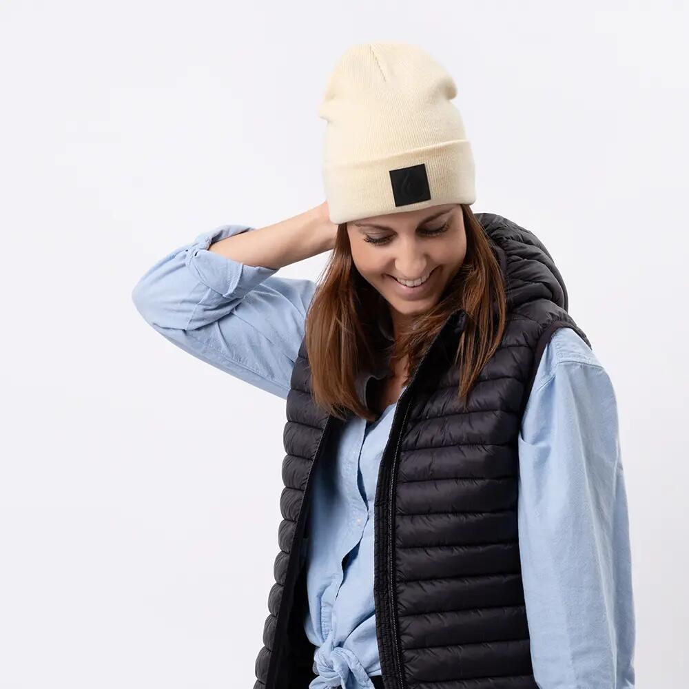Leatherpatch Winter Mütze Beanie (Black Label) Cream 3/6